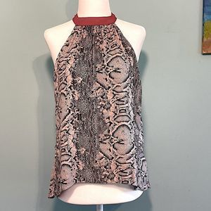 Free People Snake Print Halter Crop Top - Red and Black